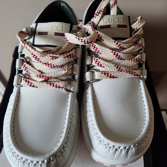 GUCCI Women white leather sneaker size 5 - Picture 7 of 7